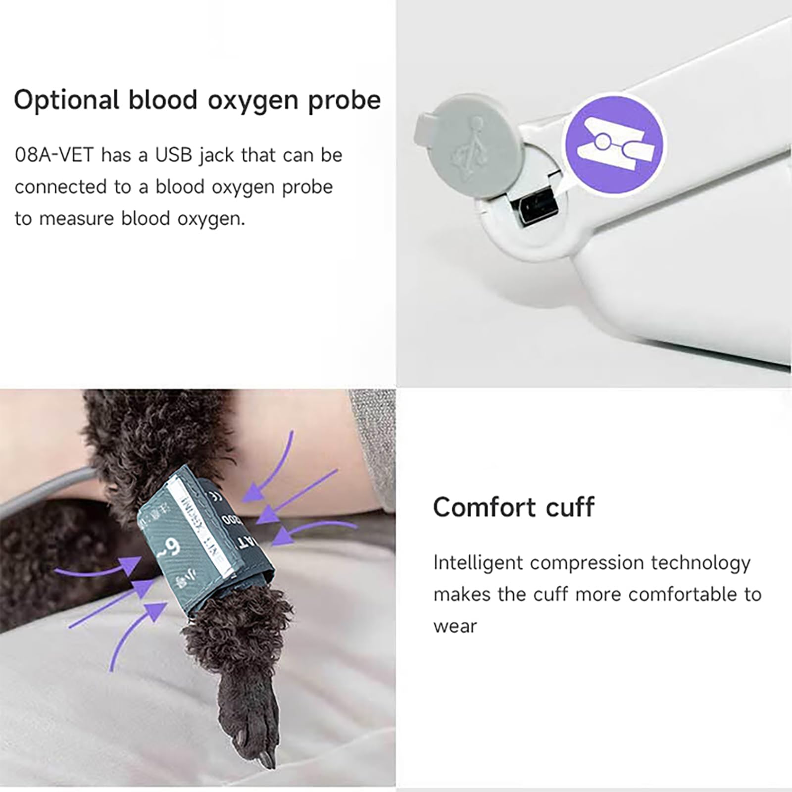 Monitor De Presión Arterial para Perros Y Gatos, Esfigmomanómetro Electrónico Digital con 3 Brazaletes Y Pantalla LCD De 2.8 Pulgadas, 3 Modos Y Memoria para 100 Registros De Datos