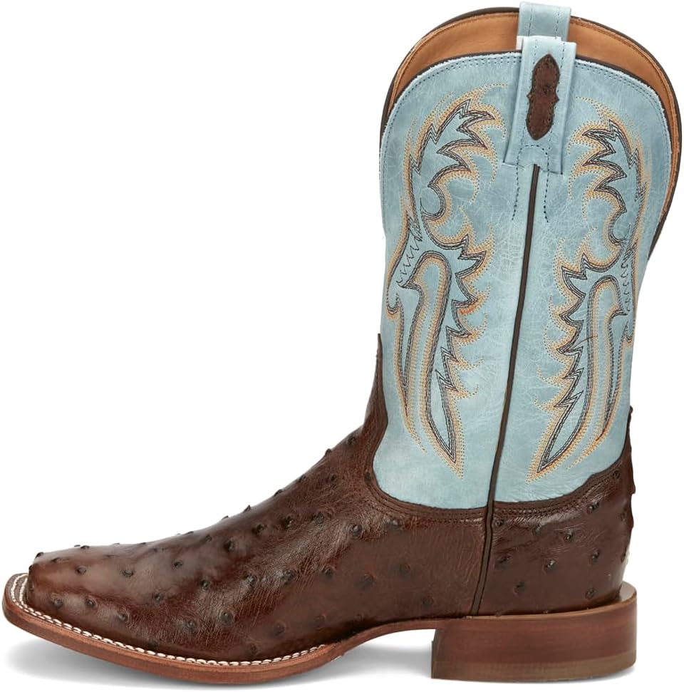 Tony Lama Men`s Jacinto Bourbon FQ 11" Sky Blue Top Boot Brown 8 D