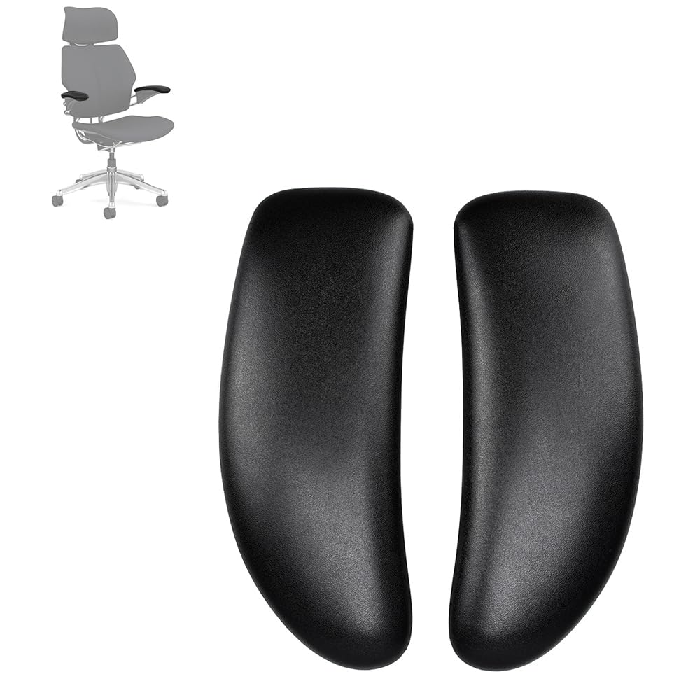 Vinyl Pads for Humanscale Freedom Office Chair - Standard Arm (Height Adjustable) - Not for Advanced Arm - Black, 1 Pair