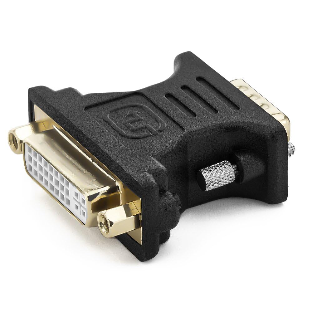 deleyCON Adaptador DVI-I a VGA - DVI-I Hembra (24+5) a VGA Macho - para Monitor PC Video Proyector Tarjeta Gráfica - Negro