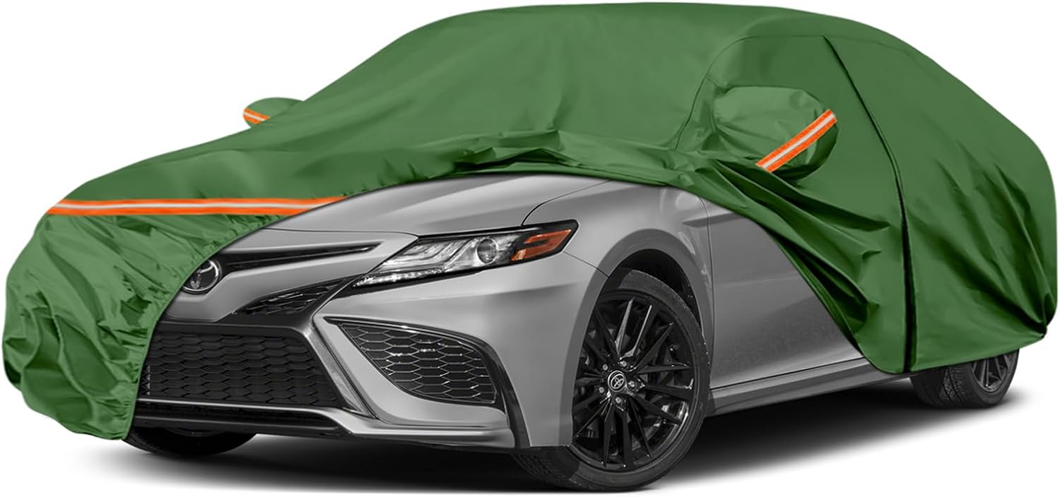 Waterproof Car Covers Replace for 2007-2025 Toyota Camry, Multilayer Heavy Duty with Cotton Liner All Weather Car Cover with Zipper Door, Windproof Bands for Snow Rain Dust Protection (Camry)