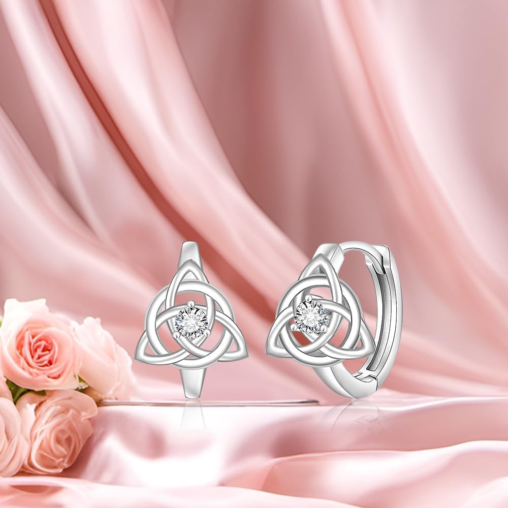 Celtic Knot Paw Print Heart Owl Halloween Skull Skeleton Hoop Earrings for Women 925 Sterling Silver Cubic Zirconia Hypoallergenic Earring for Women’s Gifts