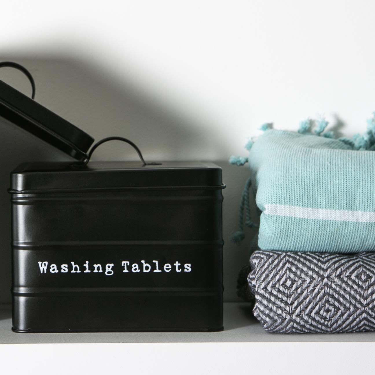 Harbour Housewares 3 x Utilitaire Métal Vintage - Salle de Stockage Bidons Style Industriel Tins - cm - Noir