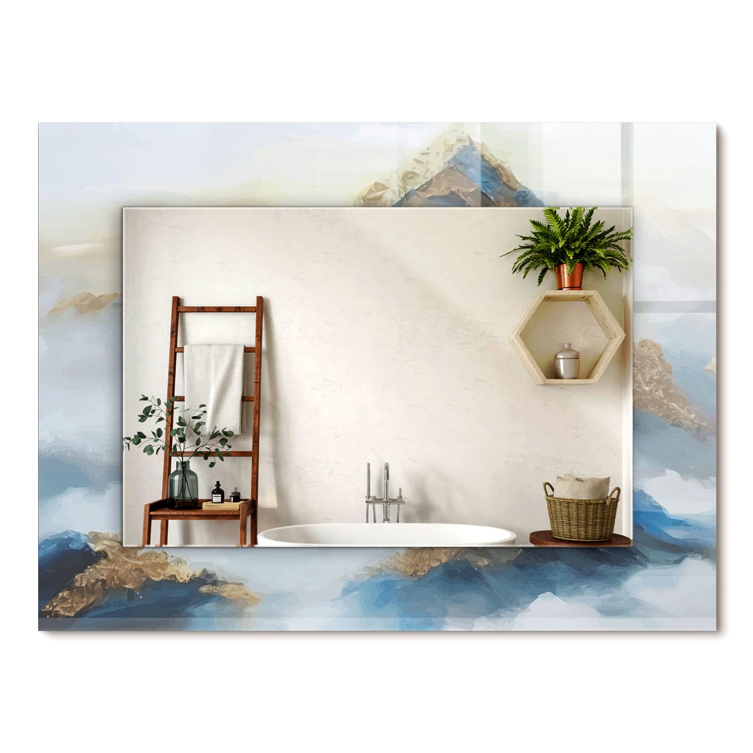 Miroir rectangulaire cadre artistique deco murale chic entree salle de bain 80x60cm