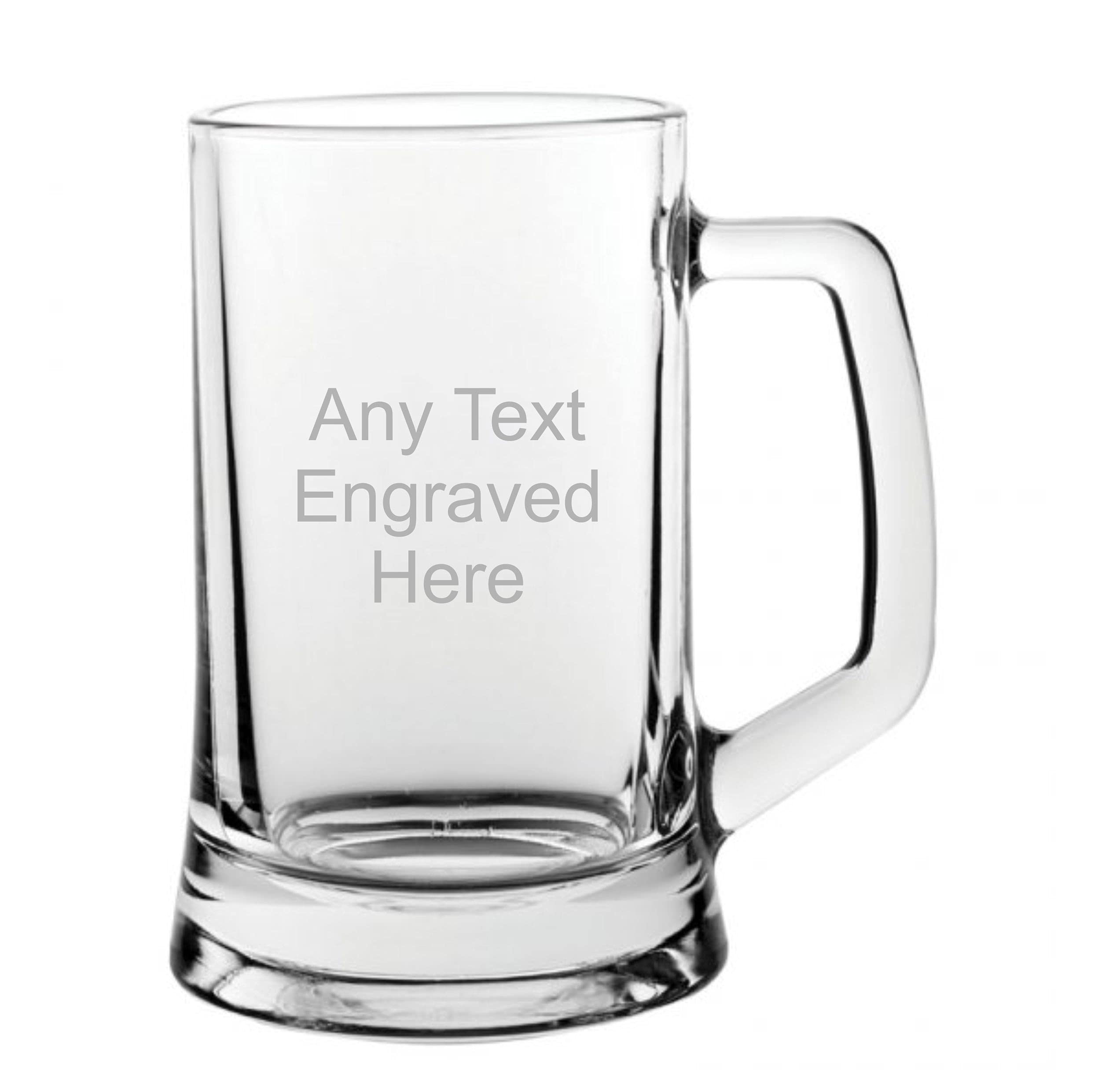 1stclassgifts [Custom] Personalised 1 Pint Glass Tankard ( Beer Pot) Christmas Birthday Gift Any Text Engraved.