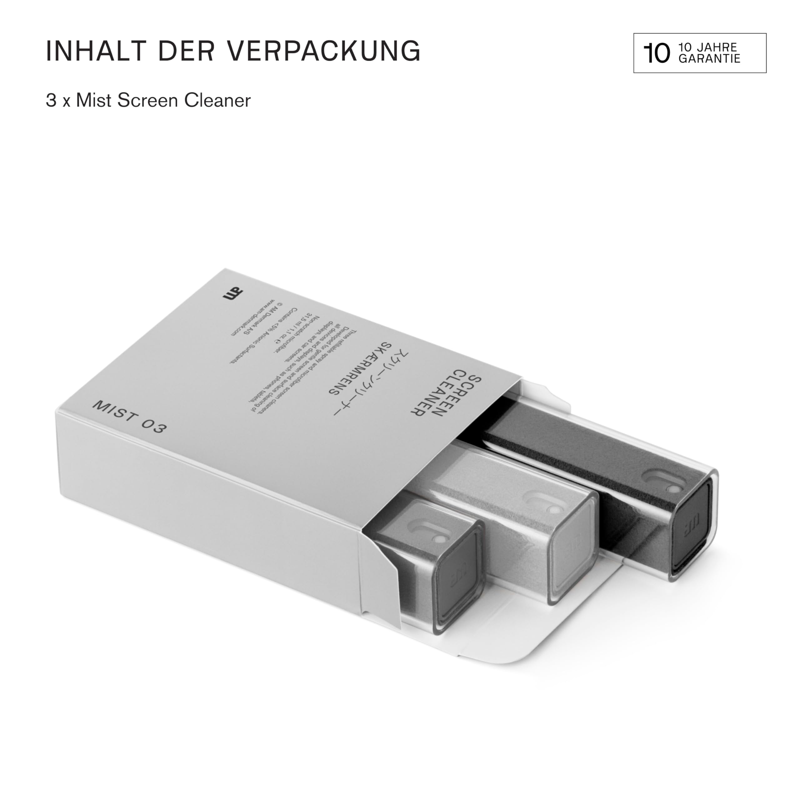 am Bildschirmreiniger Spray mit Mikrofasertuch – Displayreiniger für Handy, Tablet, Laptop & Auto-Displays 3er Pack, Schwarz, Grau, Hellgrau
