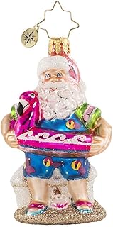Hand-Crafted European Glass Christmas Tree Ornament Decoration, Out of Office Santa Gem