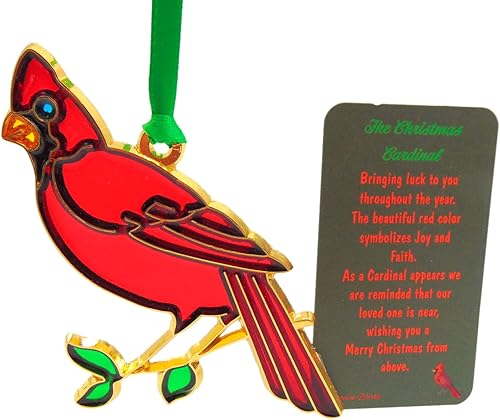 Miniatura 2 de Juego de adorno cardenal navideño para árbol con historia de la leyenda navideña del pájaro rojo
