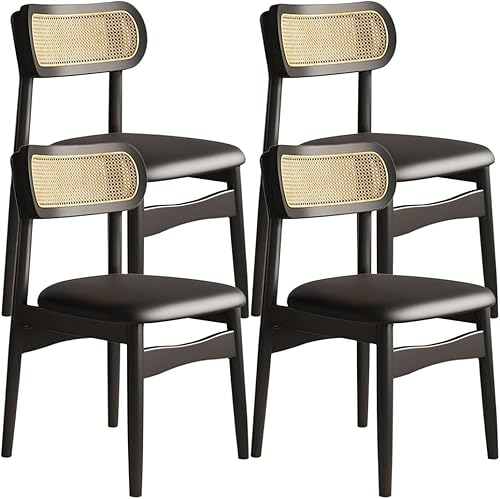 Miniatura 28 de YVYKFZD Sillas de comedor de madera maciza, juego de sillas de cocina sin brazos, silla de comedor con respaldo de ratán, silla lateral cómoda