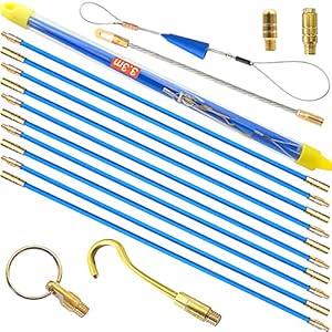 tire fil électriques 33cm x 10 pièces jeu de baguettes fibre de verre, kit rétractable d’installation pour cable en boîtier plastique