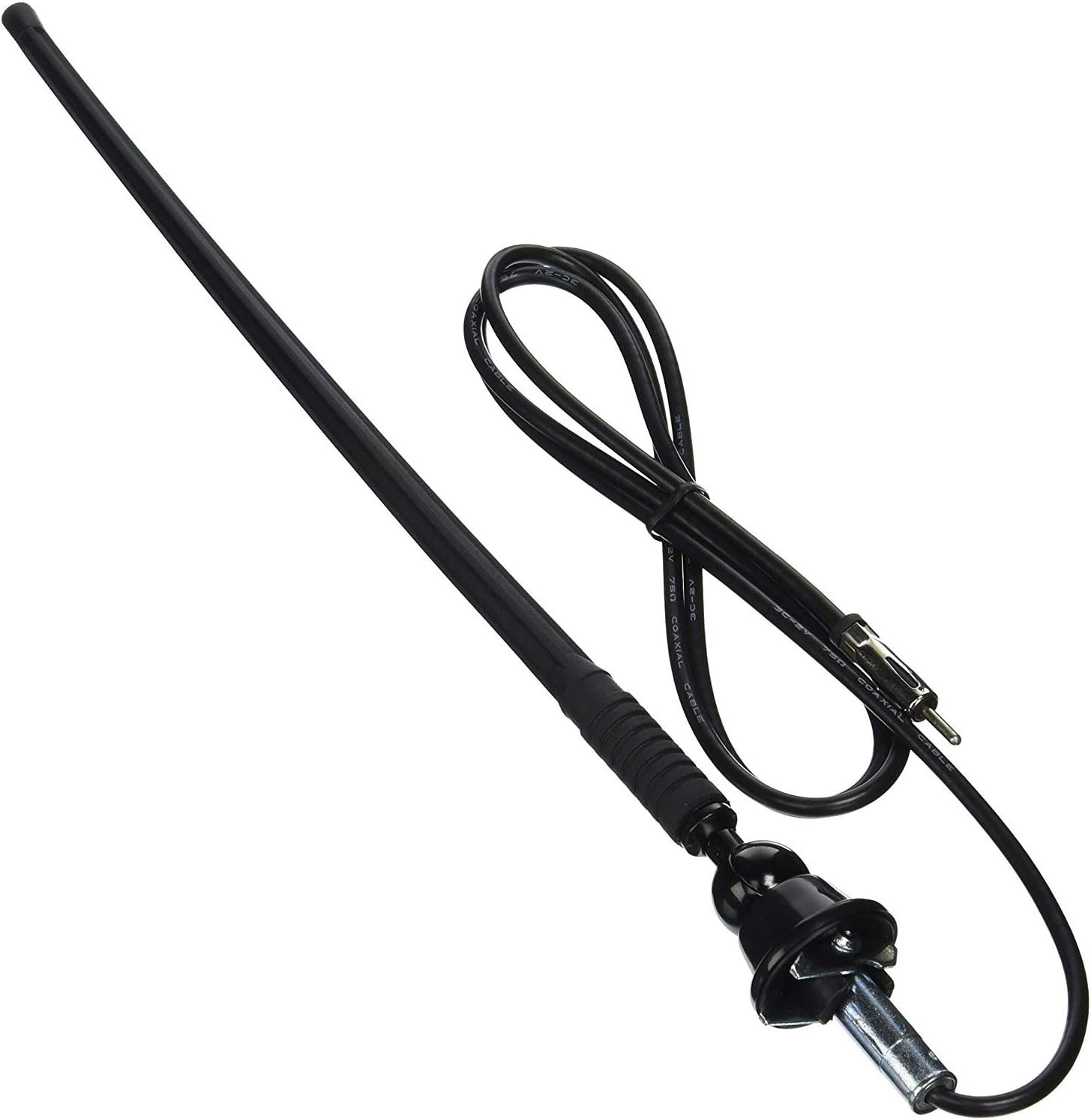 Jensen 1181067 Top Mount AM/FM Rubber Radio Antenna; 90 Degree Adjustable Angle; 10" Rubber Mast with 60" Cable