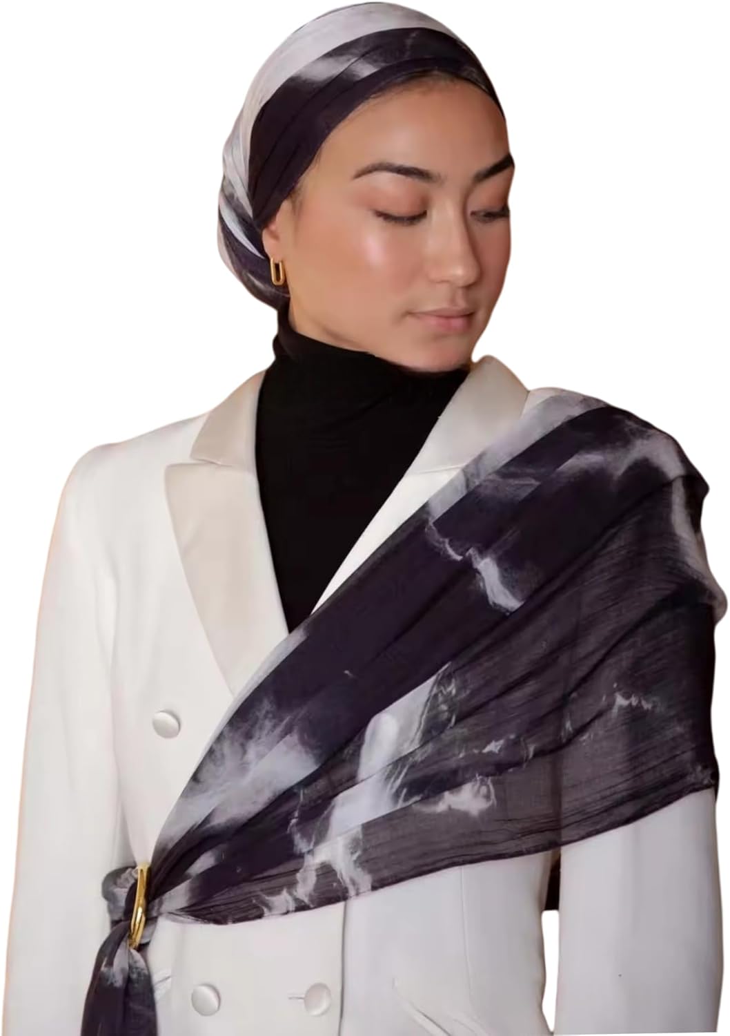 ZGMYC Watercolour Floral Printed Hijab Scarf for Women Soft Modal Cotton Instant Hijab Head Wraps Shawls Long Scarves - Image 4