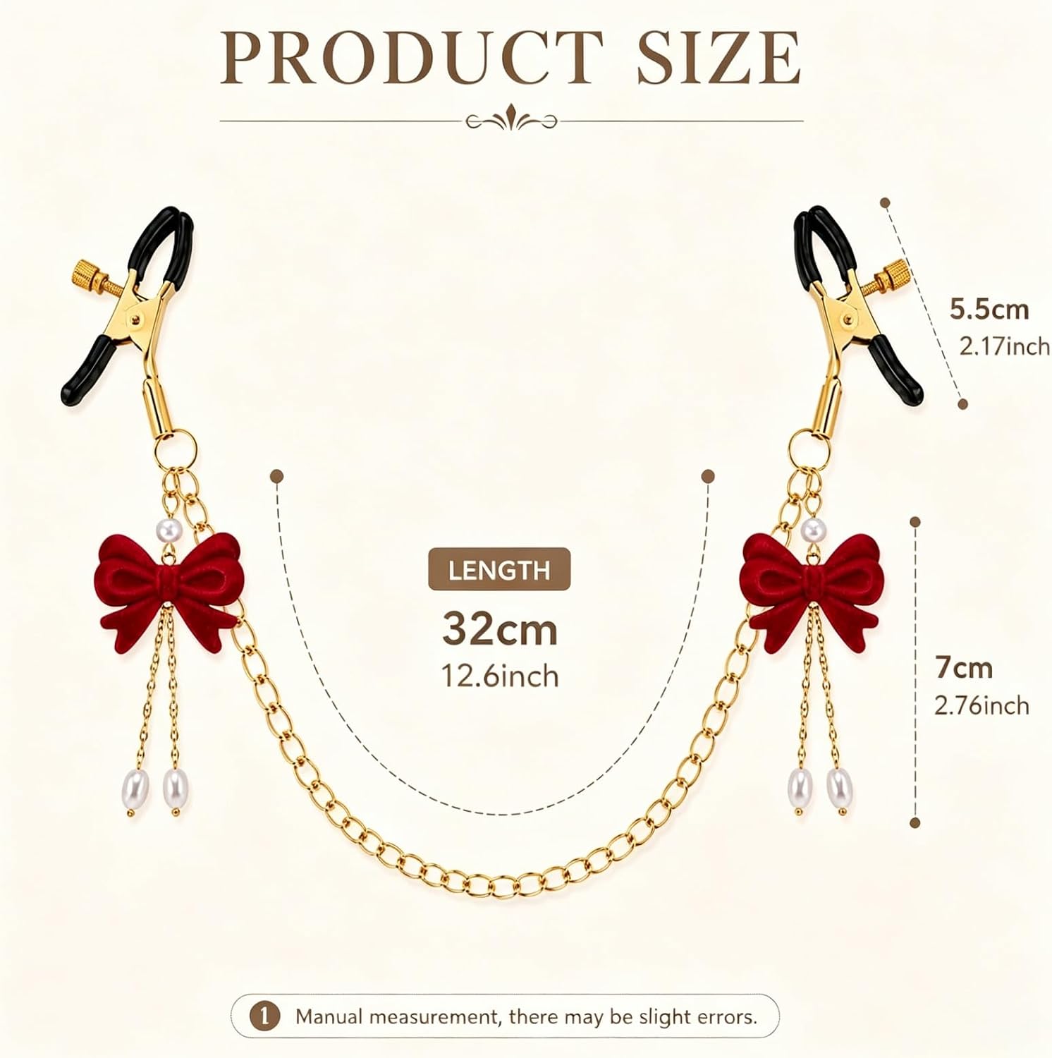 Adjustable Stainless Steel Non-Piercing Body Clips for Women with Pearl and Bow Decorative Body Jewelry