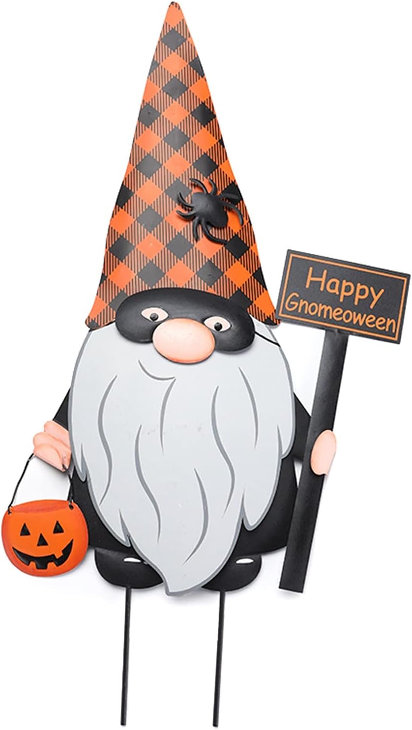 Harvest or Halloween Gnomes Yard Signs - Metal Gnome Stake, Decorations, Multi Use Fall & Theme Garden Staking Decor Outdoor, Thanksgiving Decorations (4 Pcs)