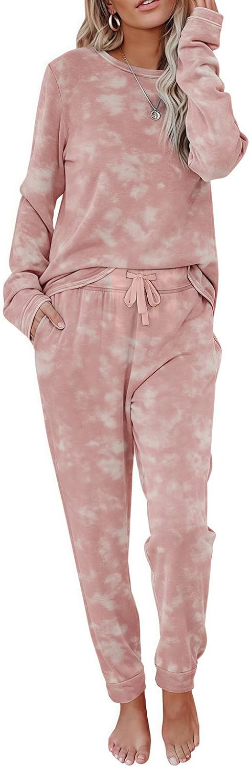 2 Piece Pjs Set For Womens Pajamas Lounge Set Long Sleeve Joggers Pants Sleepwear with Pockets
