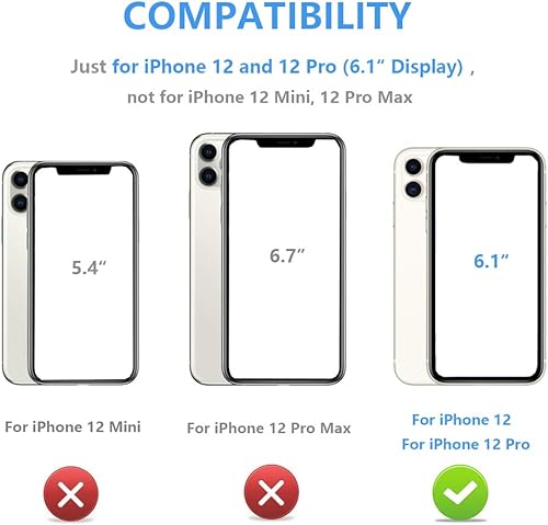 Miniatura 2 de Compatible con iPhone 12 compatible con iPhone 12 Pro funda tipo cartera con tarjetero, cuero sintético con función atril ranuras para tarjetas,