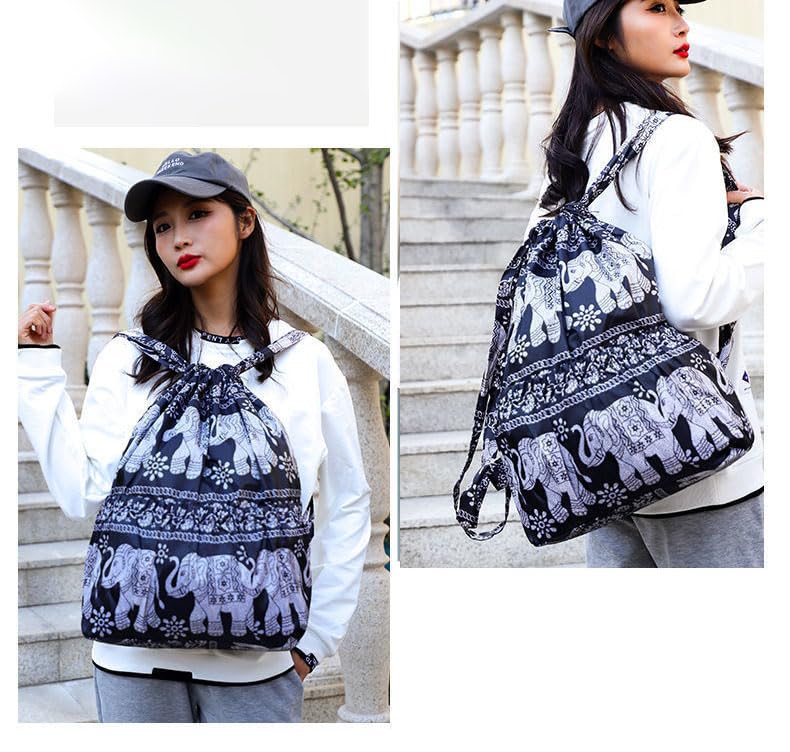 Vintage Print Backpack Sports Gym Bag for Women Multi Pockets Drawstring Bags Dry-Wet Separation Travel Sports Bac4