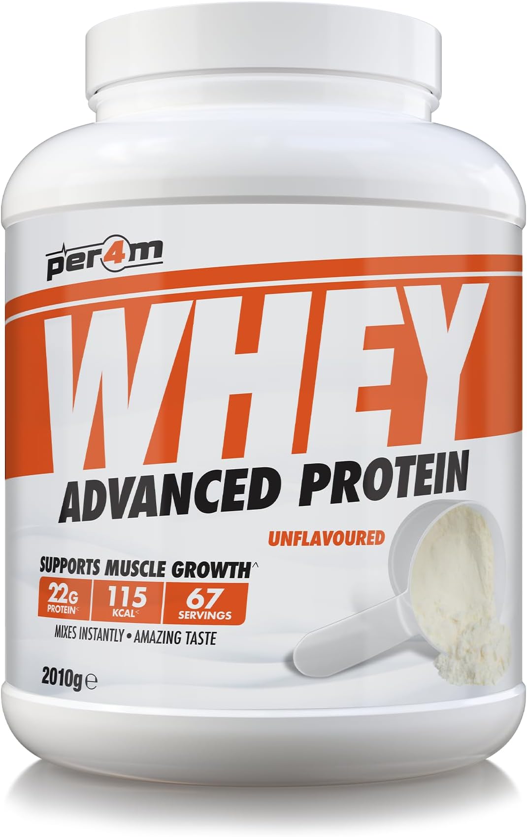 Whey Protein Powder | High Protein Shake for Muscle Growth & Recovery | Low Sugar Gym Supplement | Sports Nutrition Drink + Amino Acids (2010g, Unflavoured)