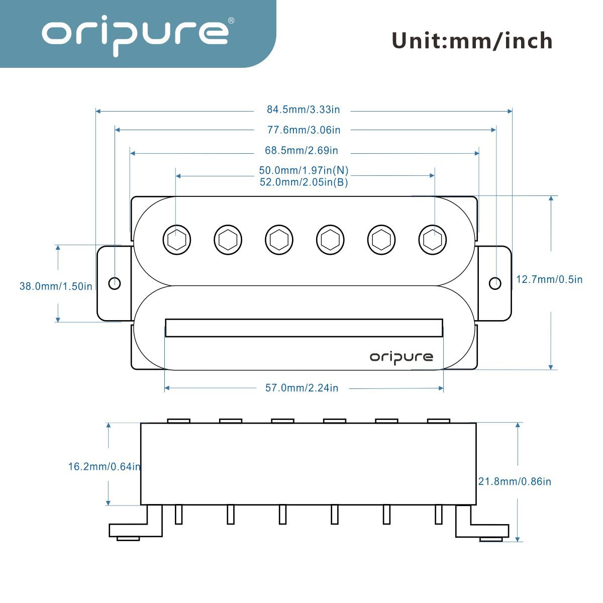 Oripure Pickup Humbucker per chitarra con manico + ponte Pickups Set Hot Rail e pali a vite