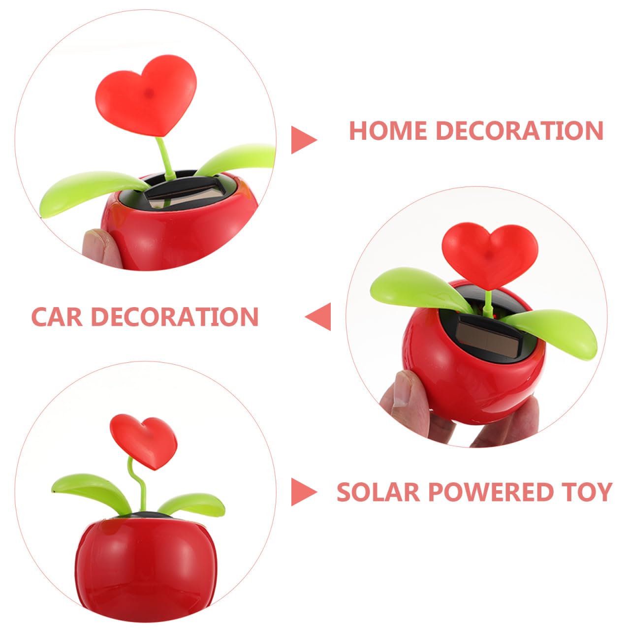 ULTECHNOVO 6Er Set Solarbetriebene Auto Dekoration Herzform Wackelfigur Für Armaturenbrett Fenster Und Schreibtisch Auto Innendekoration
