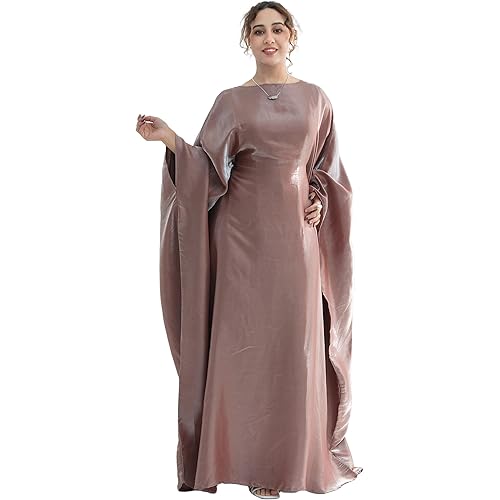 Dubai Bat Sleeve Dress Shiny Robe for Women Muslim 1pc Abaya Eid Prayer Clothes Soft Dubai Travel Party Dress Maxi Abaya