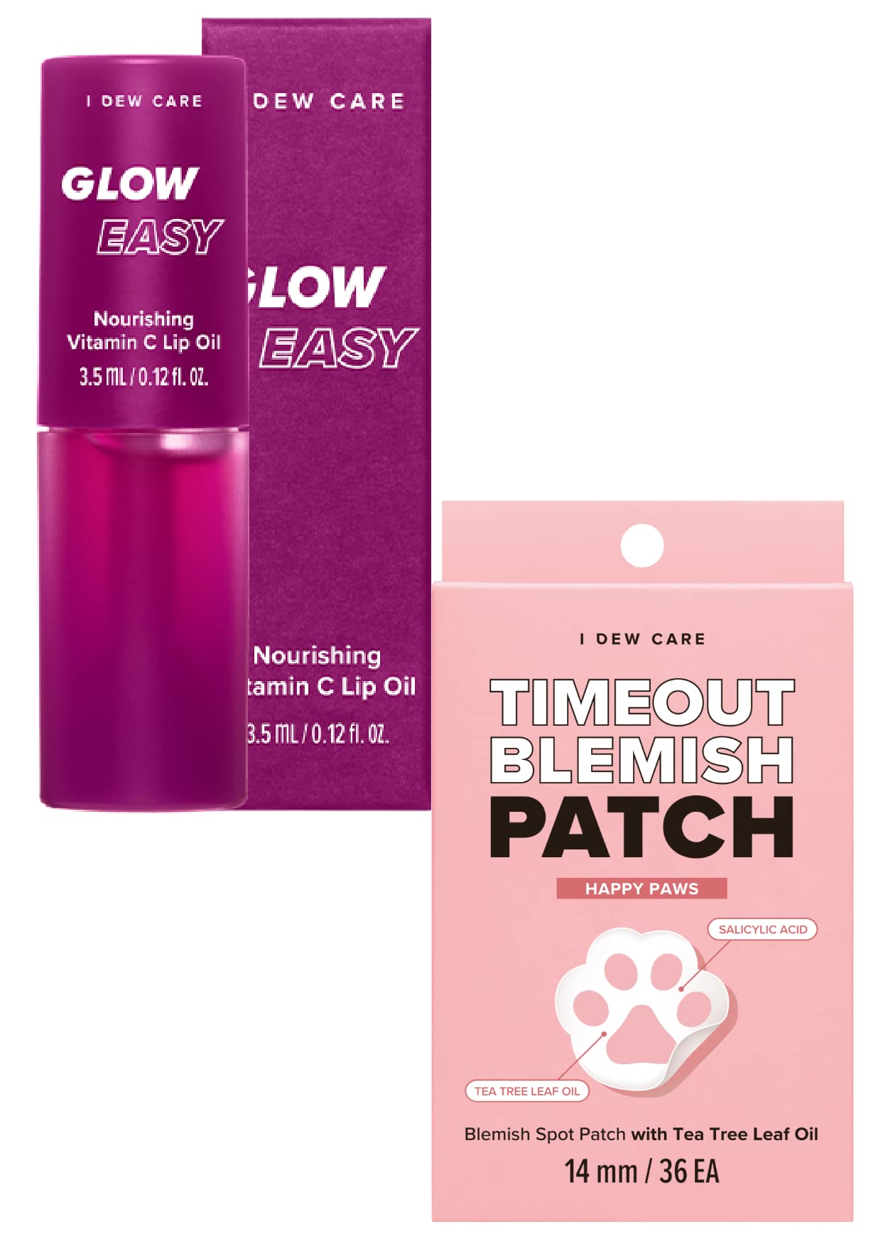 I Dew Care Hydrocolloid Acne Pimple Patch - Timeout Blemish Happy Paws 36 Count Lip Oil Gloss -