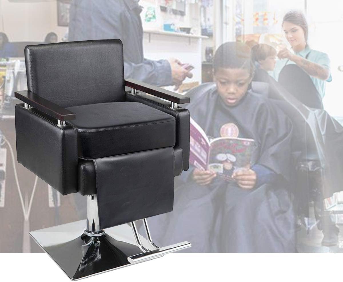 Crablux Children Leather Cushion Salon Booster Seat Cushion for Kids Child Hair Cutting, Black PVC & Sponge, 14.6 x 11 x 5.9 Inches, Barber & Salon Use