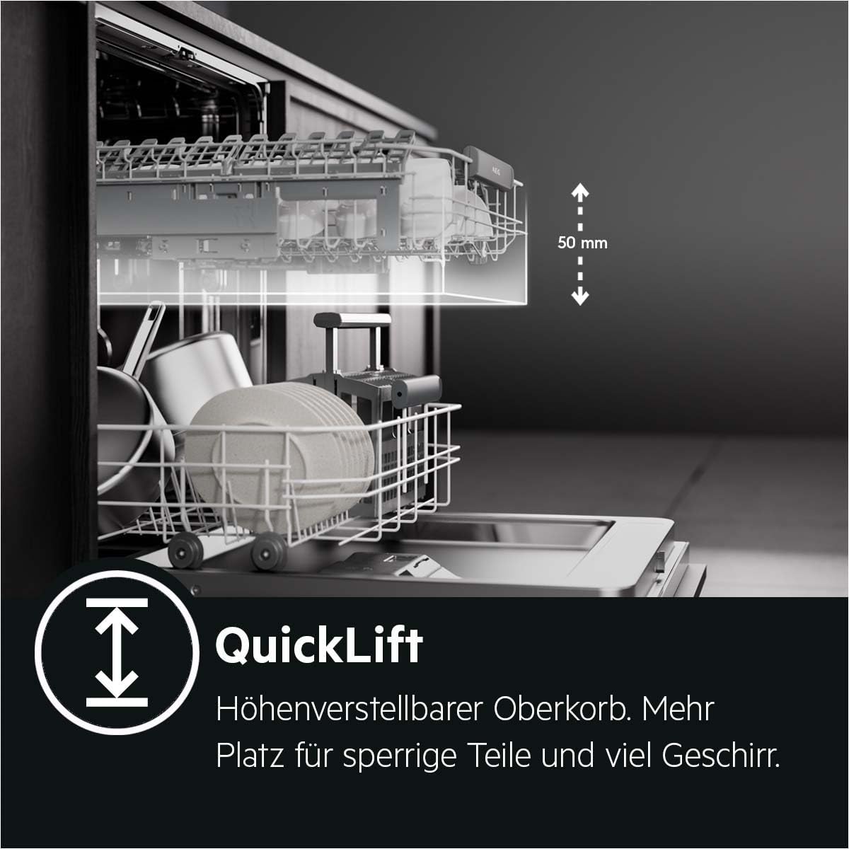 AEG Vollintegrierter Geschirrspüler 60 cm Serie 5000 AirDry Energieklasse C Besteckschublade 44 dB Wasserstopp 14 MG FSK64907Z