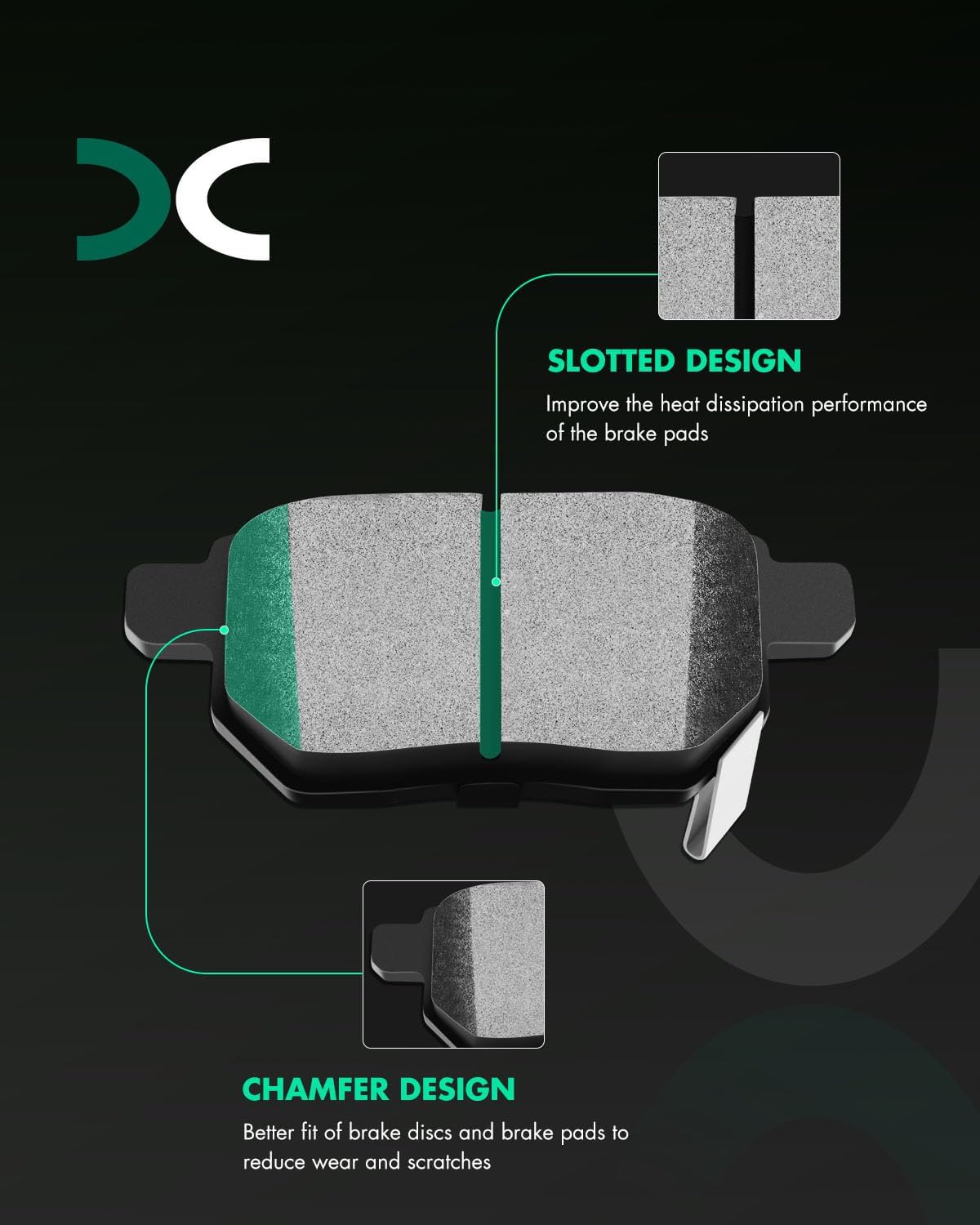 SCITOO Disc Brake Pads Kits D1354-8463 Ceramic Rear Brake Pads Set Fit For Pontiac For Vibe 2009-2010,For Scion For iM 2016,For Scion For tC 2011-2016,For Scion For xB 2008-2015