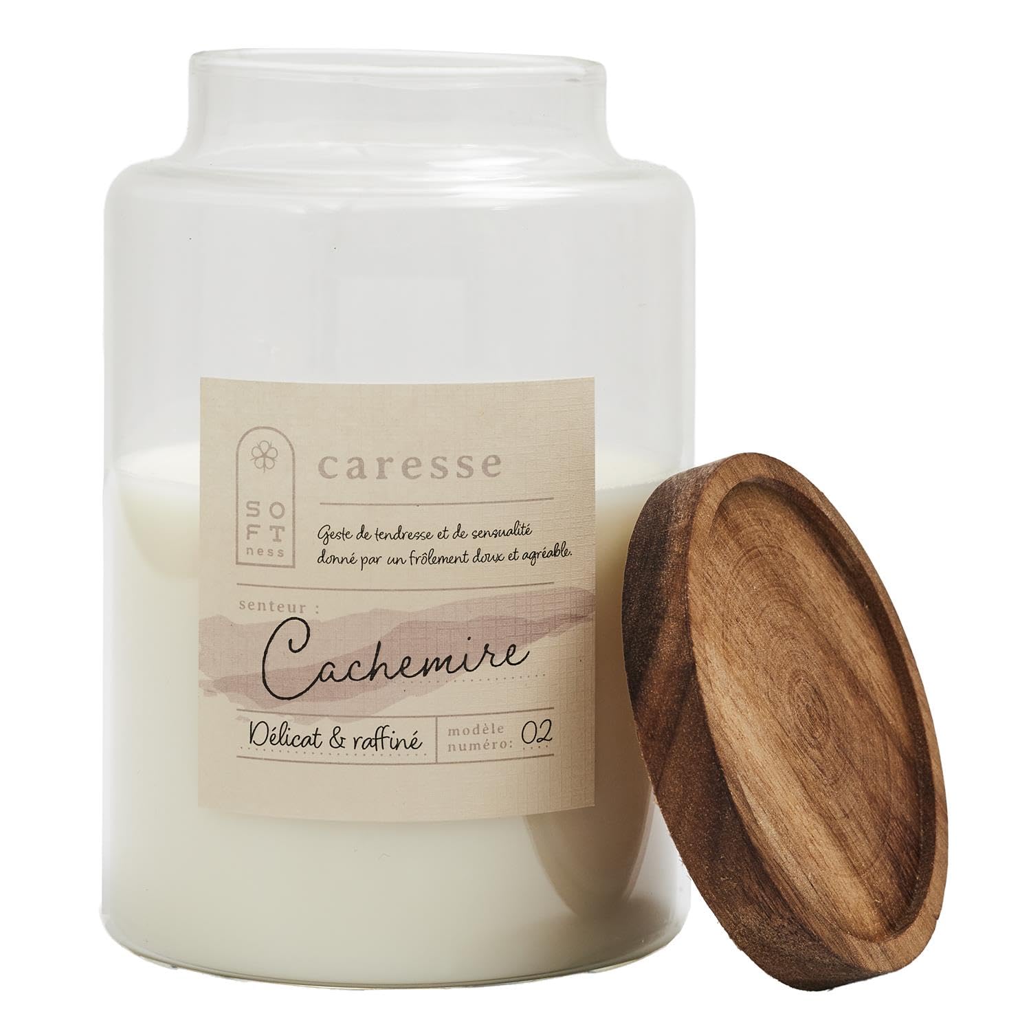 Vela aromática grande en tarro de cristal, 24 cm de alto, 18 cm de diámetro, lujosa madera de acacia, vela decorativa con tapa de madera, duración de combustión extralarga, color blanco