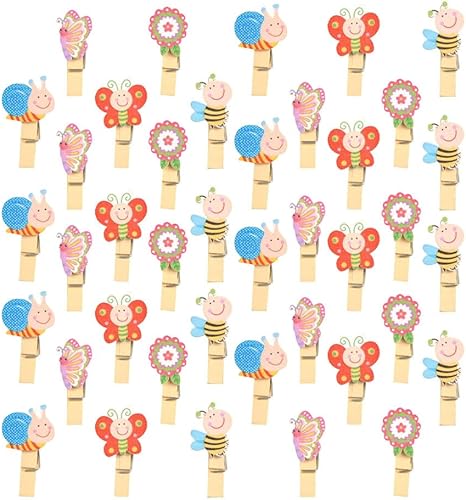 EXCEART 50 piezas de carpetas de fotos Mini ropa clips de madera colgantes pinzas para la ropa artes pequeñas pinzas de imagen clips decorativos