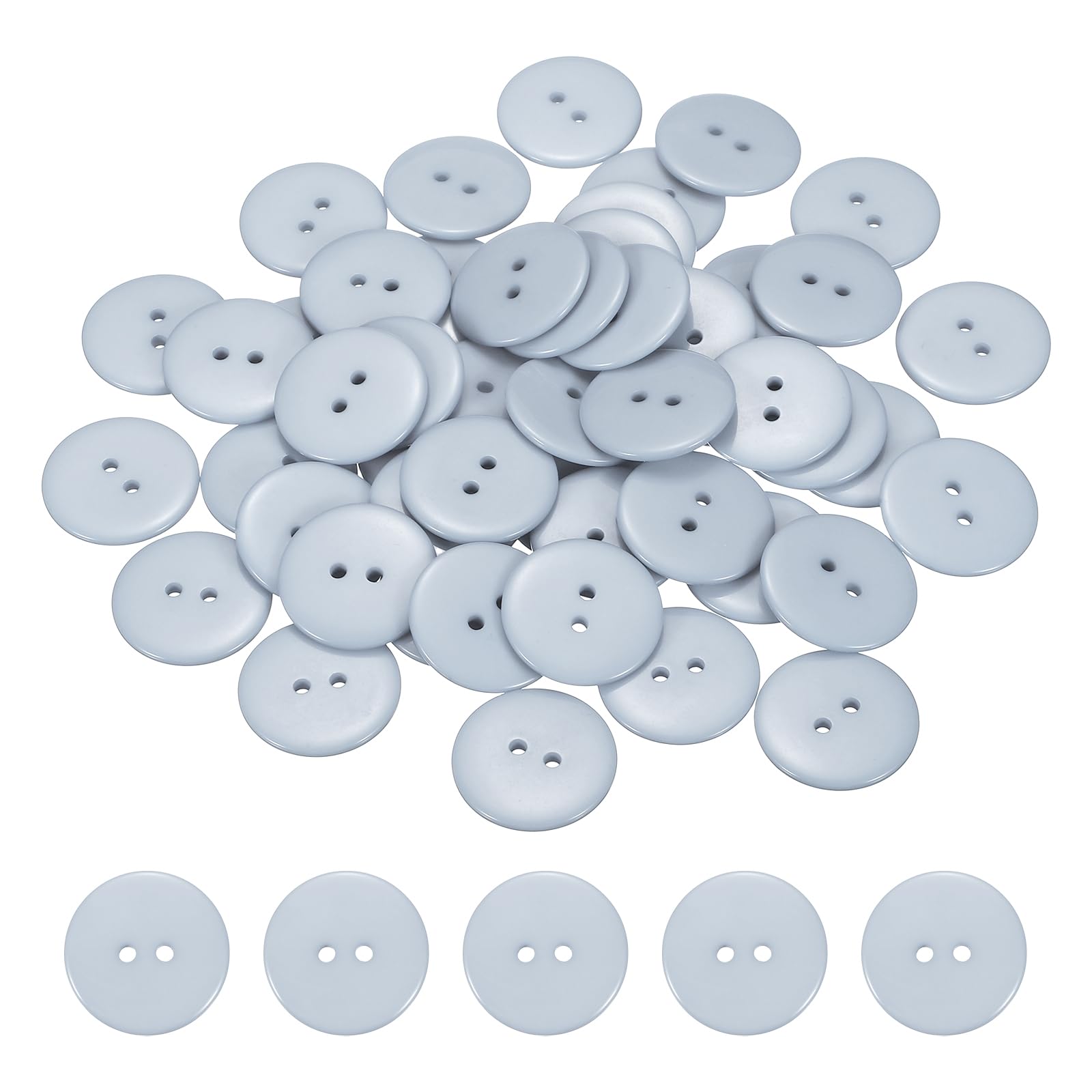 sourcing map 50pcs Resin Sewing Button, 30mm (1-3/16-inch) 2 Holes Round Craft Decorative Buttons for Coat Clothes Holiday Decoration, Gray