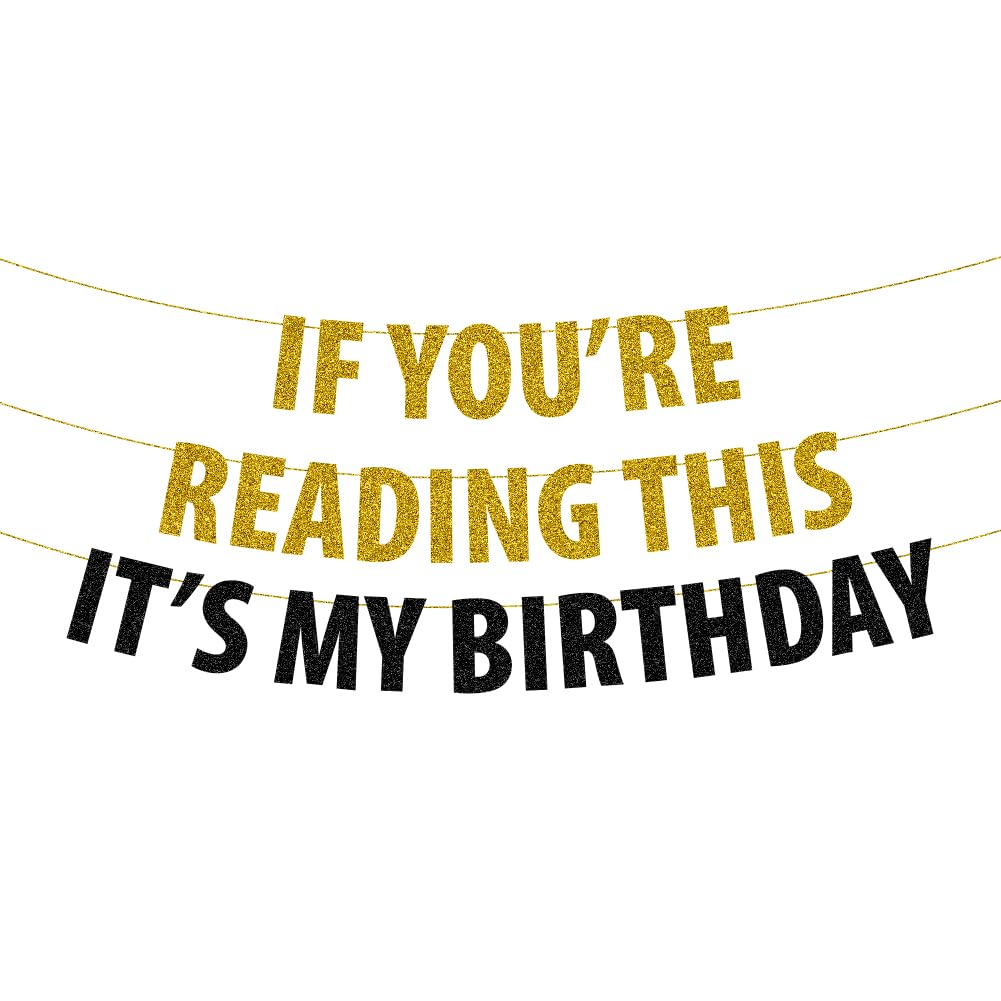 "If You're Reading This It's My Birthday" Glitter Banner - Black Glitter Party Decor, DIY Hanging Banner - View #4