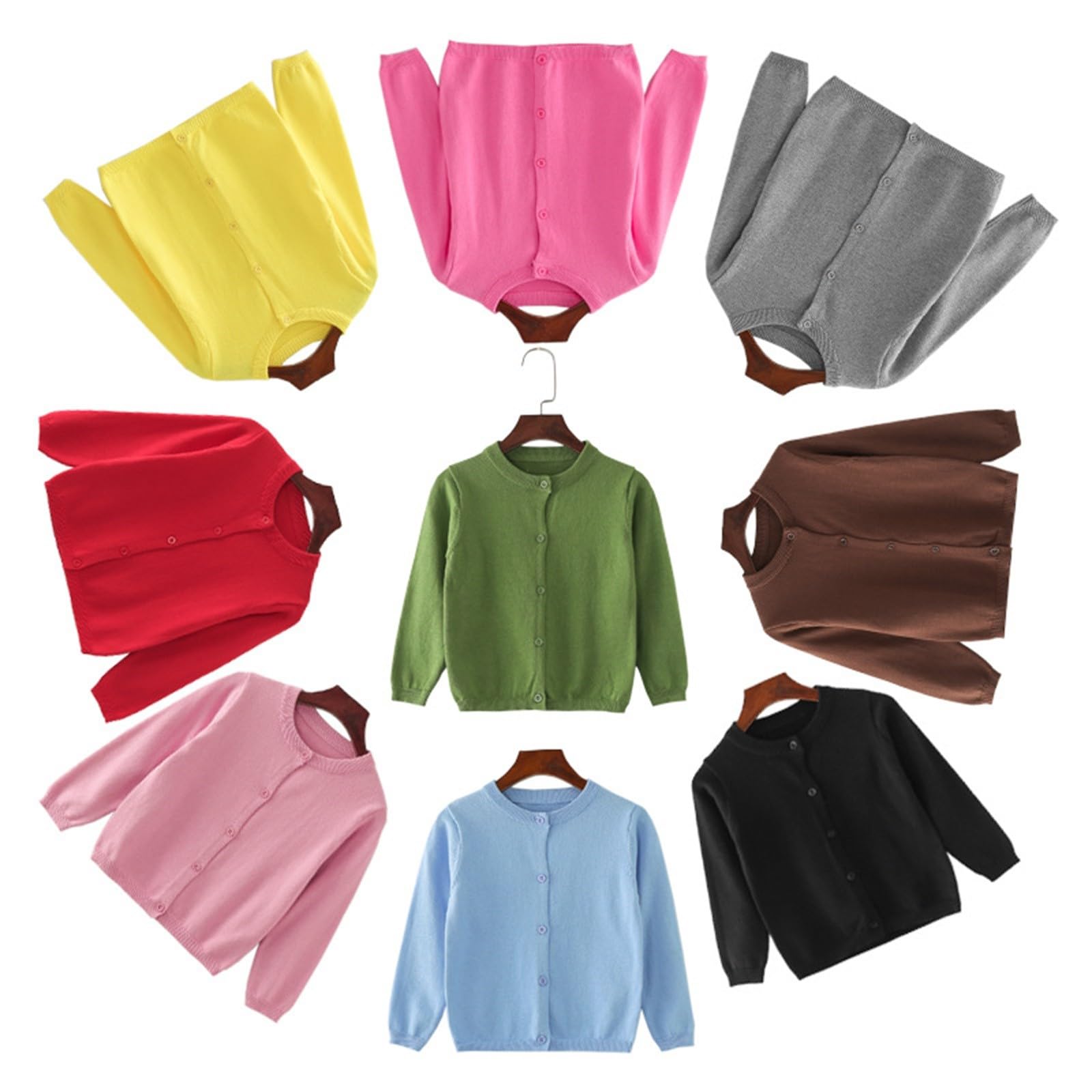 Cárdigan de punto para niñas de primaria, color liso | Diseño discreto y escolar, práctico para clases, recreo y excursiones escolares en la vida cotidiana
