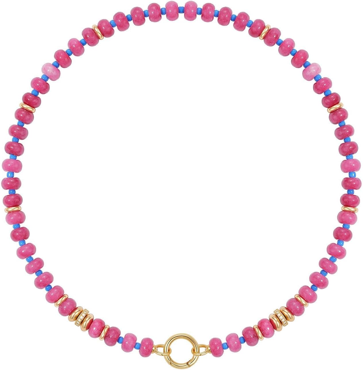 KissYan Beaded Necklaces for Women, Natural Stone Choker