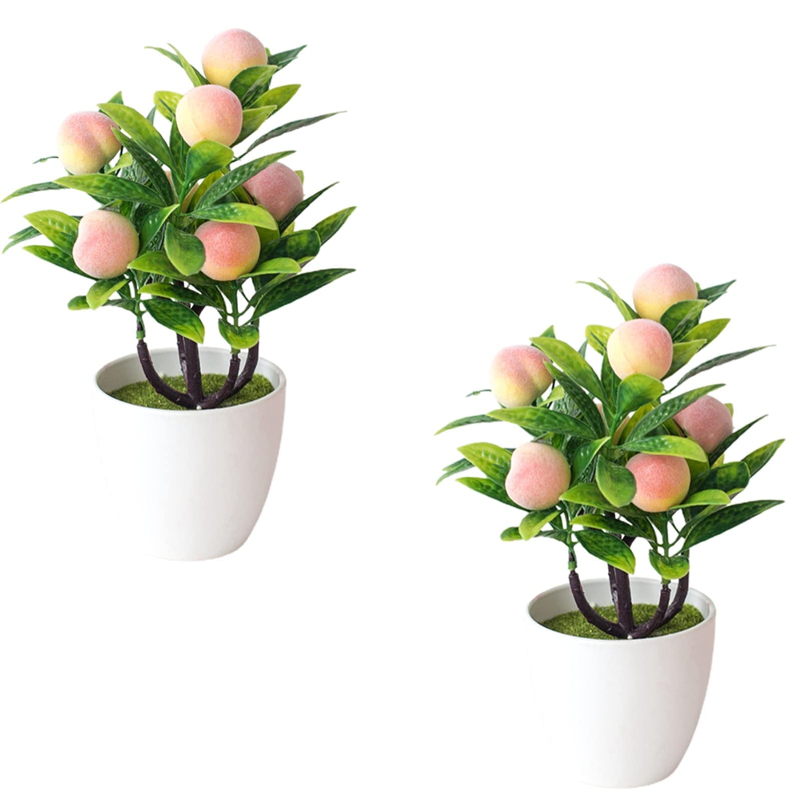 AYCDL 2 Pack Artificial Plants Fake Plant in Pots Small Artificial Potted Plants Fruit Tree Bonsai,Orange