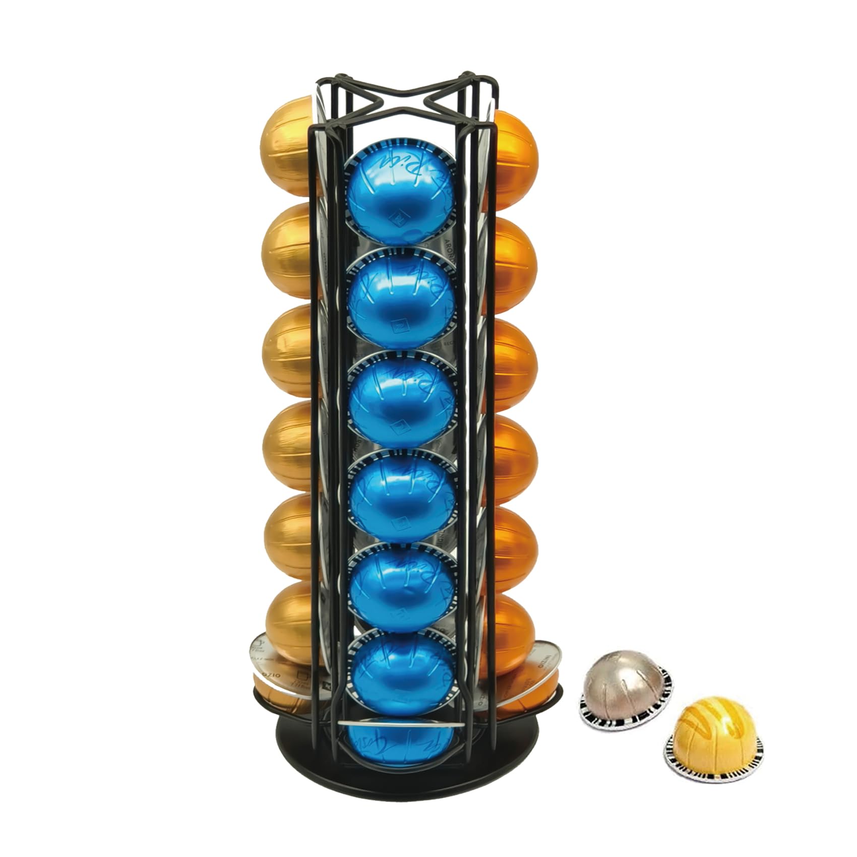 Coffee Capsule Holder for Nespresso Vertuo Pods (28pcs),Vertuoline Coffee Capsule Stand Rotating Coffee Pod Holder Rack (Black 28 pods)