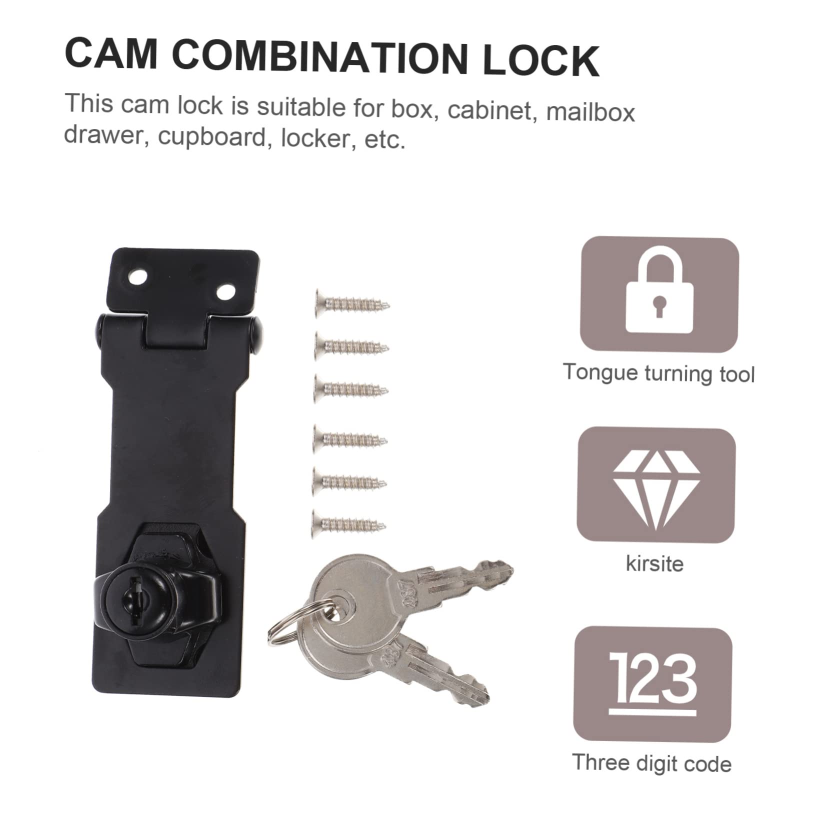 WOONEKY Hasp Lock Child Door Locks Closet Lock with Key with Lock Padlock Hasp Door Lock Deadbolt Locks Hasp Latch Cabinet Locks Hidden Sliding Closet Door Lock Latch Lock Iron Black