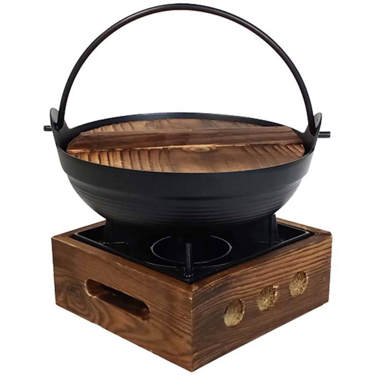 Milisten Japanischer Hot Pot 7.87 Zoll Hängender Eisentopf Mit Ständer Für Camping Outdoor Kochen Zuhause Sukiyaki Shabu Shabu Topf 1.70 Kg