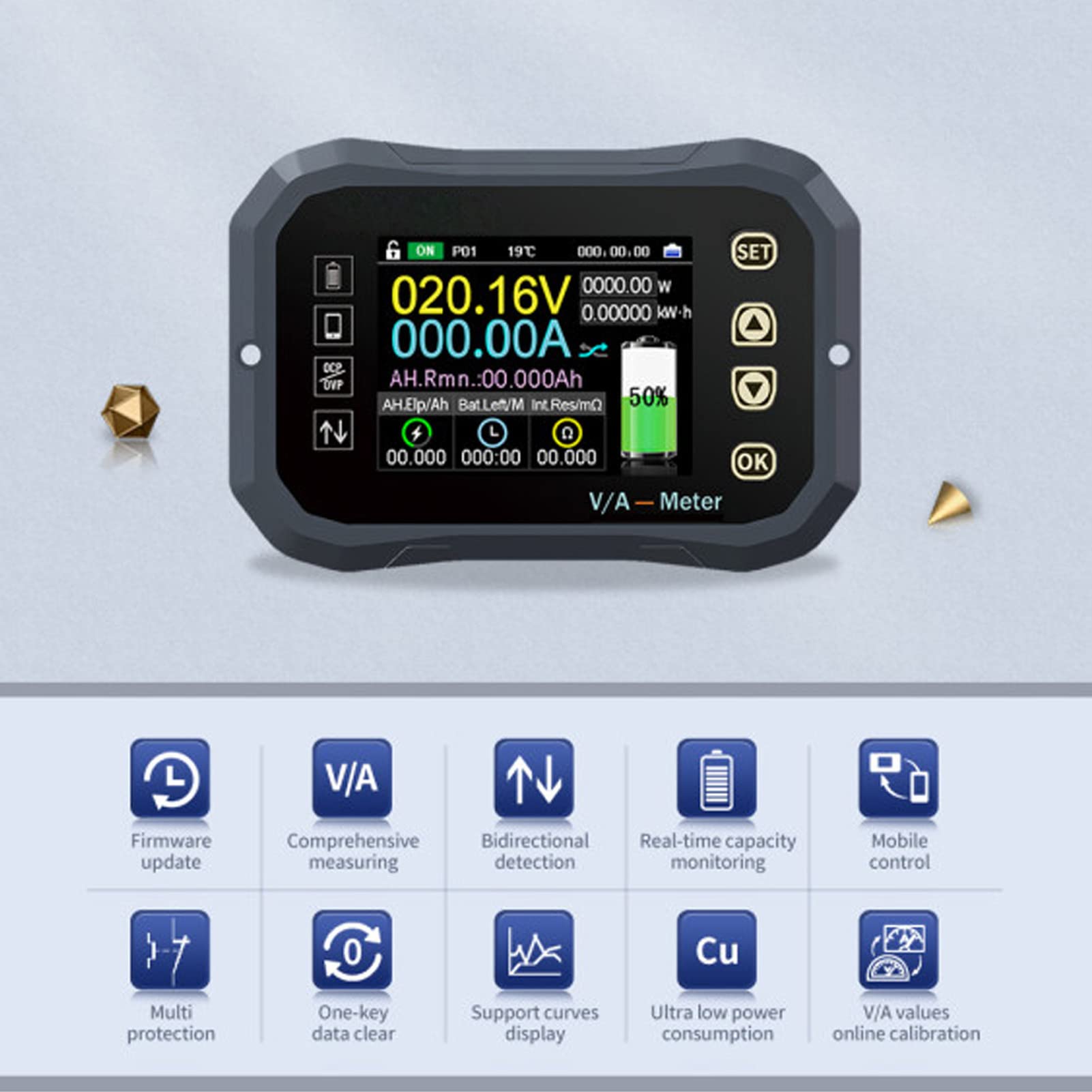 Monitor baterii 100A 2.4 cal wyświetlacz LCD detektor napięcia miernik prądu z obejściem dla różnych baterii