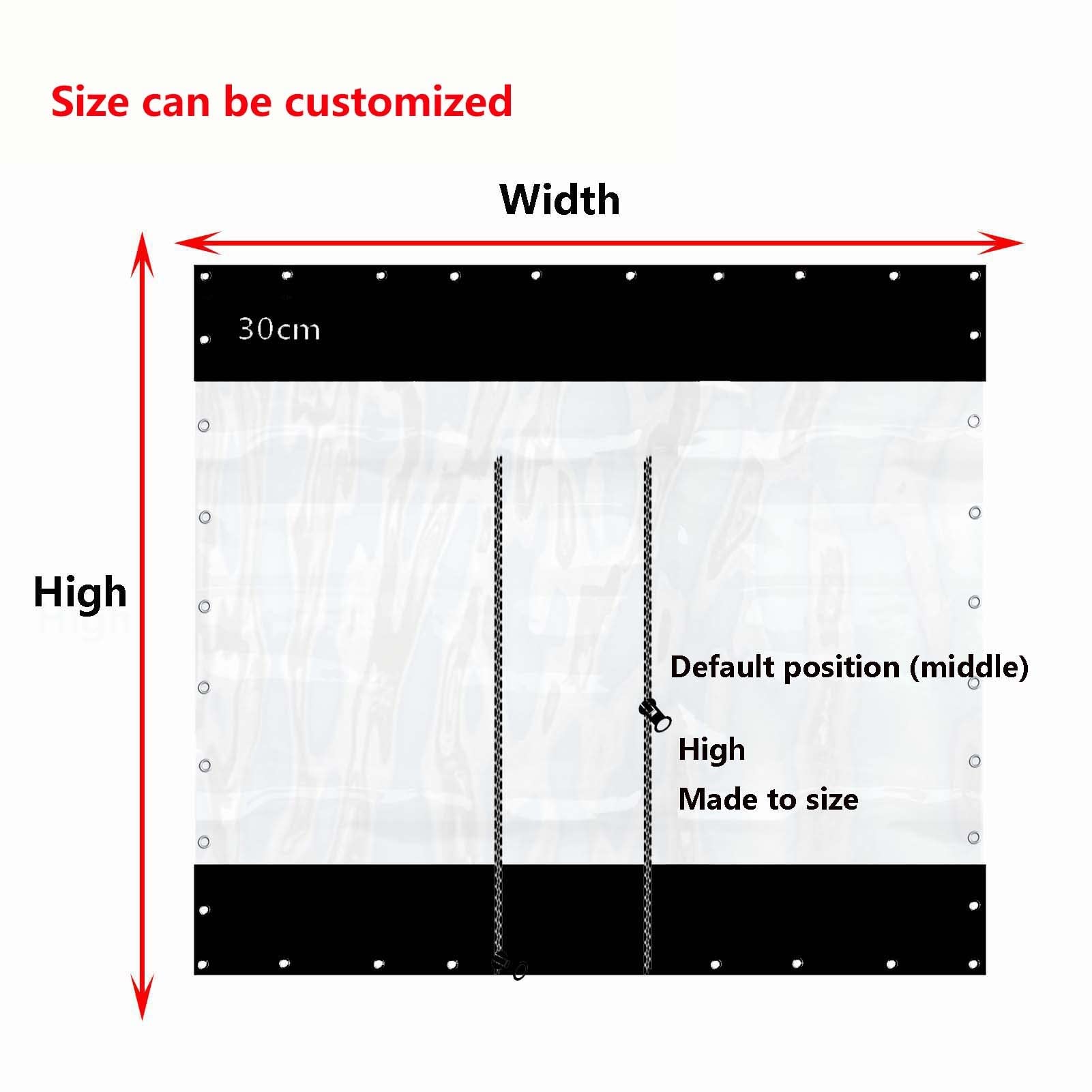Tenda antipioggia trasparente impermeabile per pergola con porta con cerniera, pannelli in PVC resistente, per veranda, gazebo, patio, nero, 5 x 2,5 m