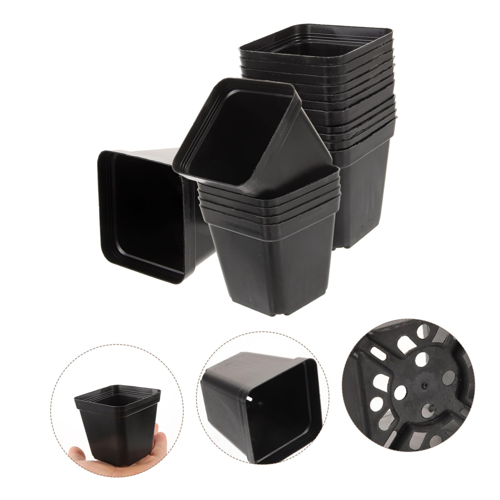 Milisten 120pièces Pots Carrés Profonds Plastique pour Plantes avec Drainage pour Semis Petits Pots à Fleurs Réutilisables