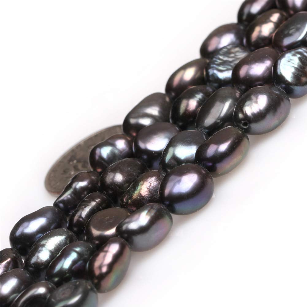 Freshwater Cultured Pearl Beads for Jewelry Making Gemstone Semi Precious 8-9x10-11mm Olivary Black 15" Dyed Color JOE FOREMAN