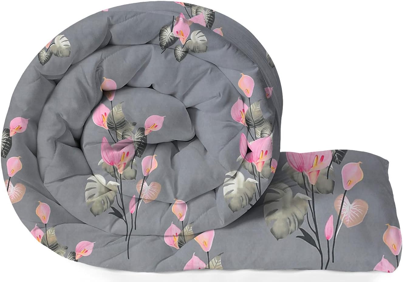 VAS COLLECTIONS 220 GSM Reversible Microfiber AC Comforter/Blanket/Quilt/Duvets for Winter Single Size Bed (240X152 cm, Pink& Grey)