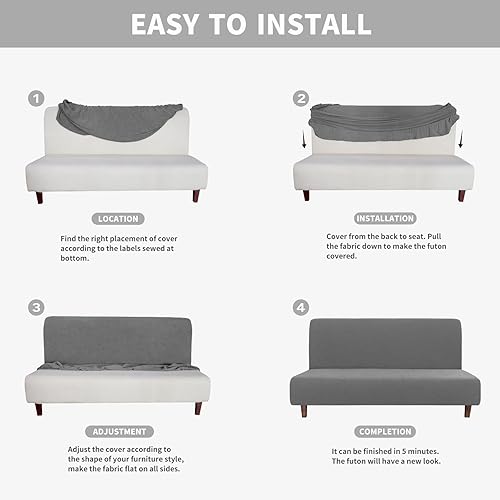 Vista 40 de Easy-Going Funda 100% impermeable para futón, con impermeabilidad doble para futón, funda de sofá jacquard elástica, protector de muebles a prueba