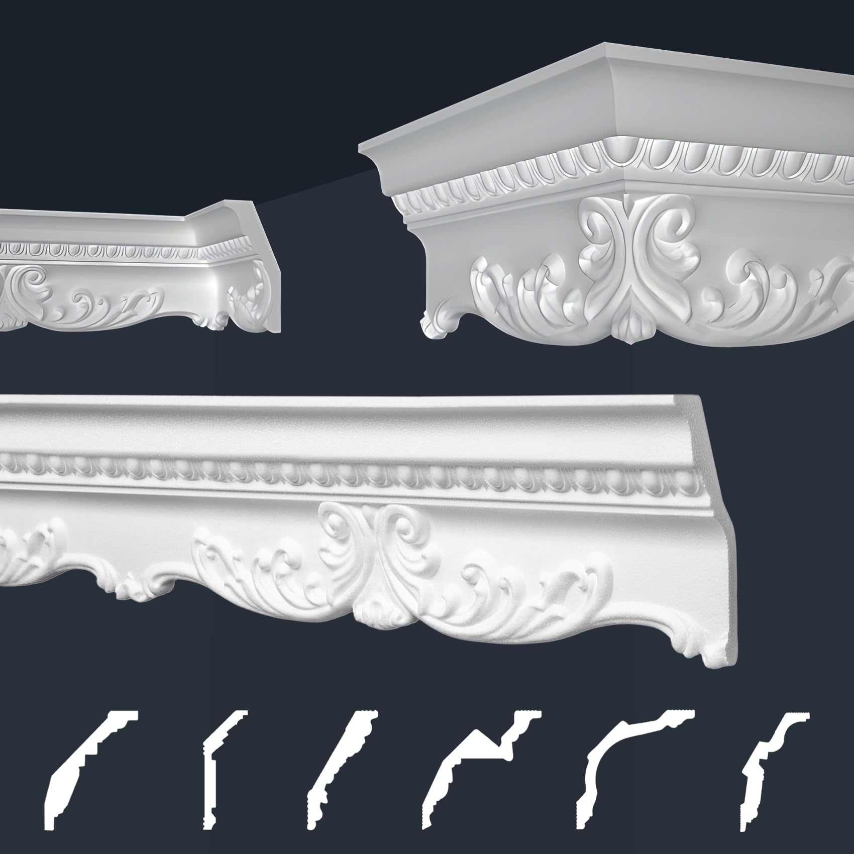 Marbet soffitto modanature bianco pacchetto risparmio di styrofoam EPS - stucco modanature fantasia, nel design tradizionale - (20 metri B-36) modanature decorative modanature angolari