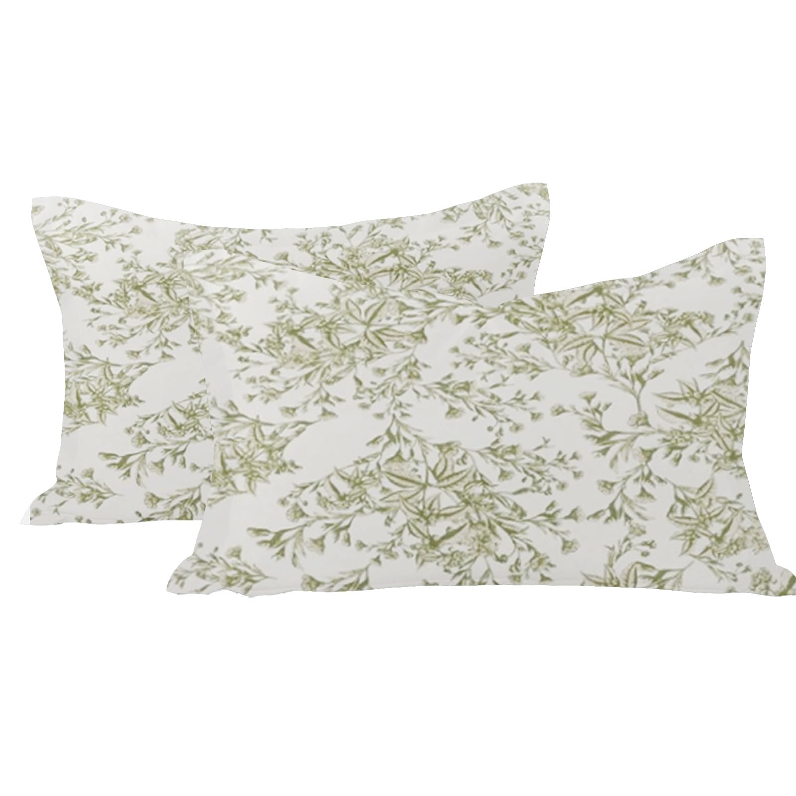 LINENWALAS 100% Cotton Twill Standard Size Pillow Case Set of 2 | Soft, Breathable & Durable Printed Pillowcases |Premium Cotton Twill Bed Pillow Covers (18x28 Inches, Green Botanical)