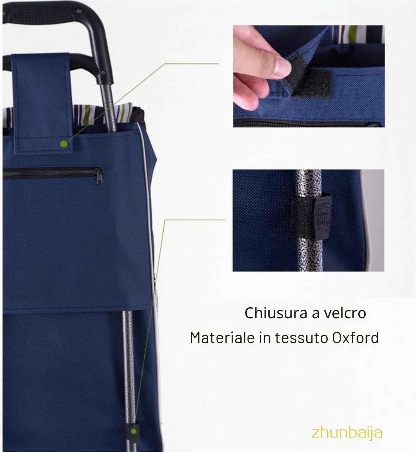 Borsa per la spesa in tessuto Oxford, borsa di ricambio pieghevole per carrello, borsa per la spesa di ricambio pieghevole impermeabile per carrello della spesa (blu)