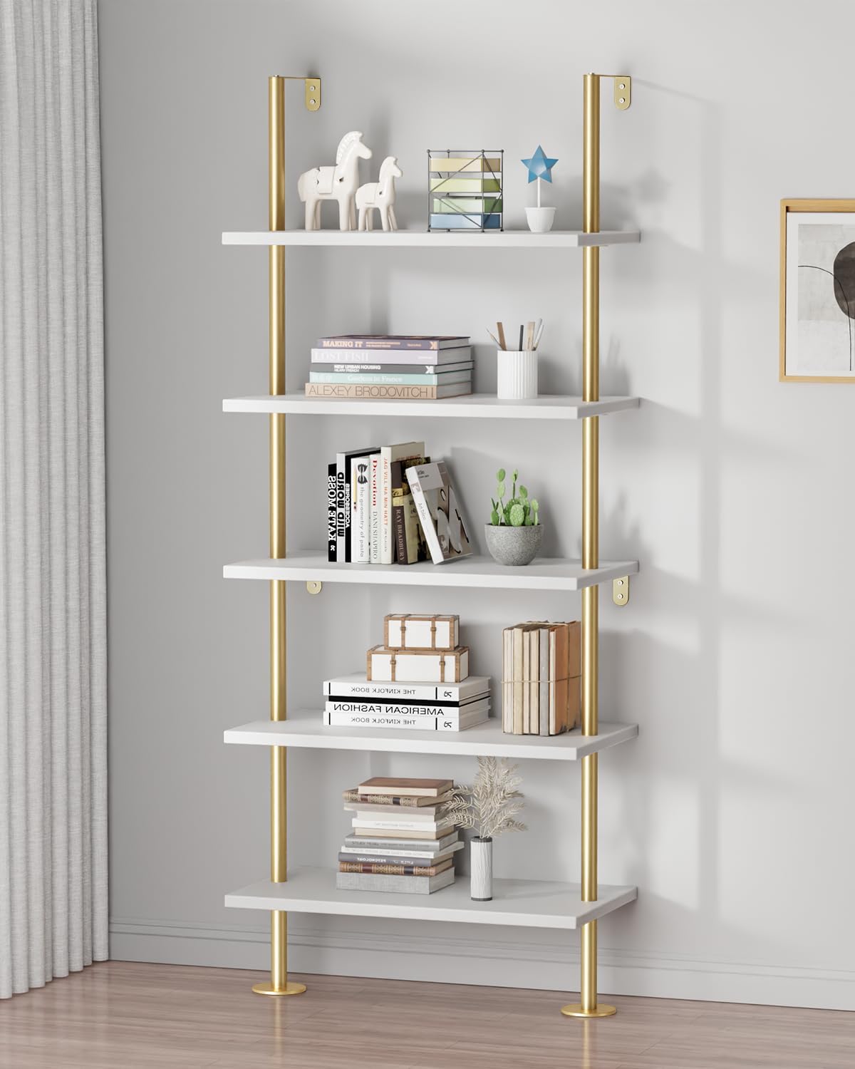 pickpiff Ladder Shelf Bookcase 5 Tier, Extra Sturdy Modern
