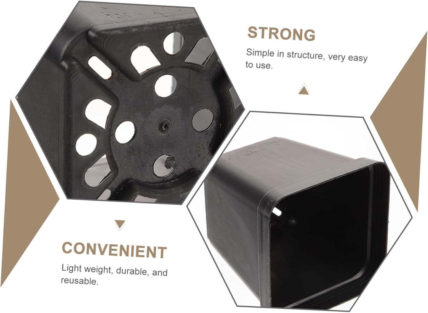 GANAZONO 120Pcs Black Square Plastic Nursery Pots with Drainage Holes Durable Seed Starter Planters for Indoor and Outdoor Gardening for Succulents and